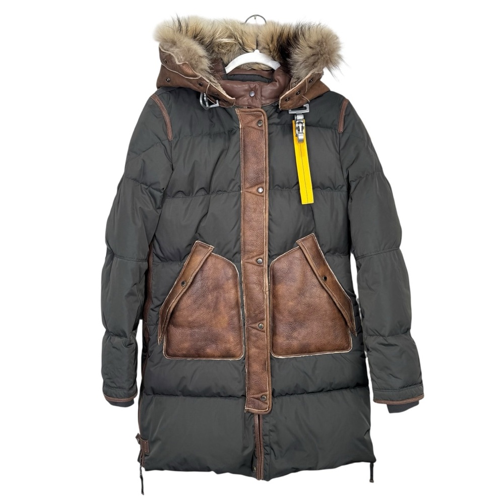 Parajumpers Long Bear Special Edition Shearling Fur Trim Coat Size Medium - Picture 4 of 16